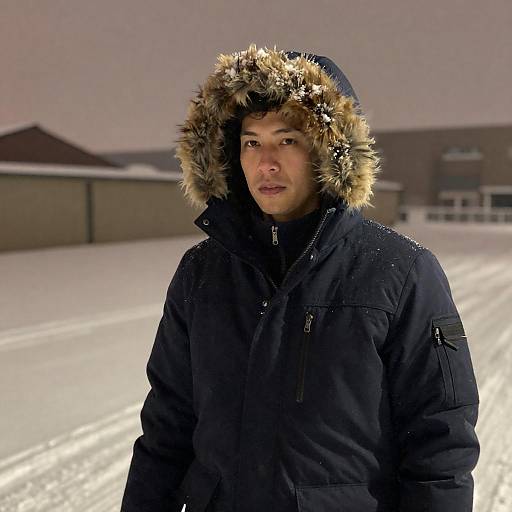 Nighttime Portrait in a Snowy Landscape