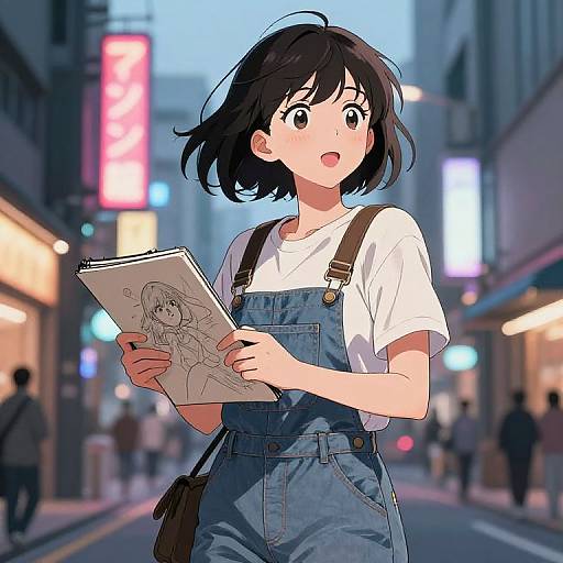 Anime Girl in Neon Urban Dusk