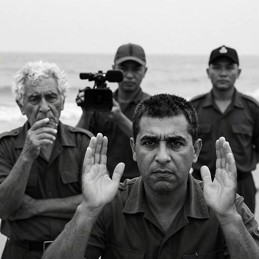 Dramatic Black-and-White Seaside Scene