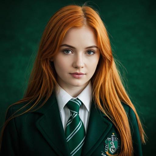 Slytherin Girl in Hogwarts Uniform