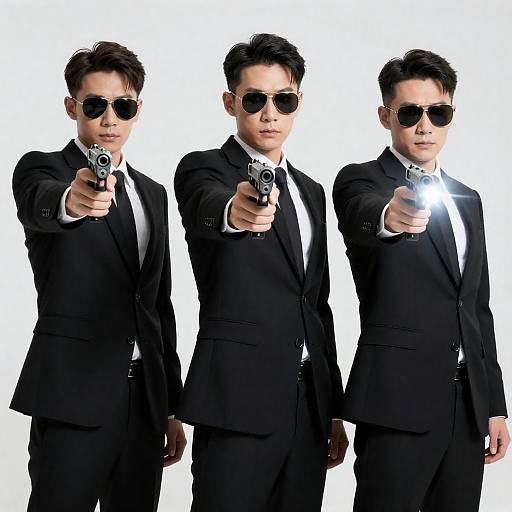 Three Serious Men with Futuristic Guns