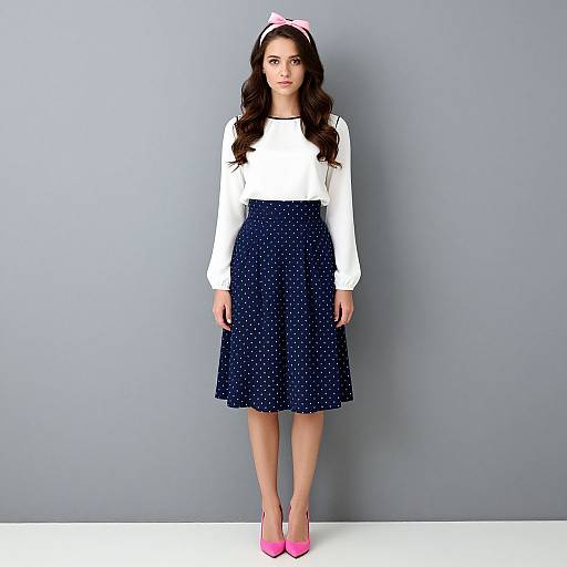 Young Woman in Polka-Dot Skirt Photo