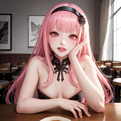 Aesthetic Cafe Scene with Zero Two