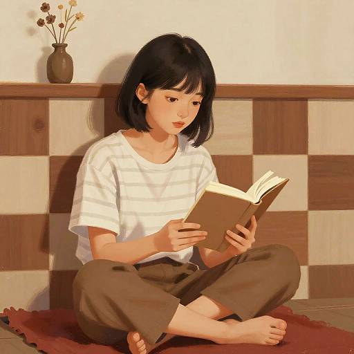 Cozy Digital Portrait Reading Scene