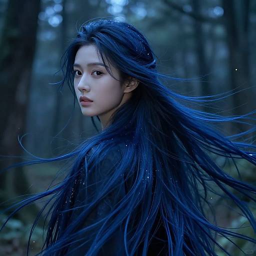 Ethereal Blue Hair in Twilight Forest