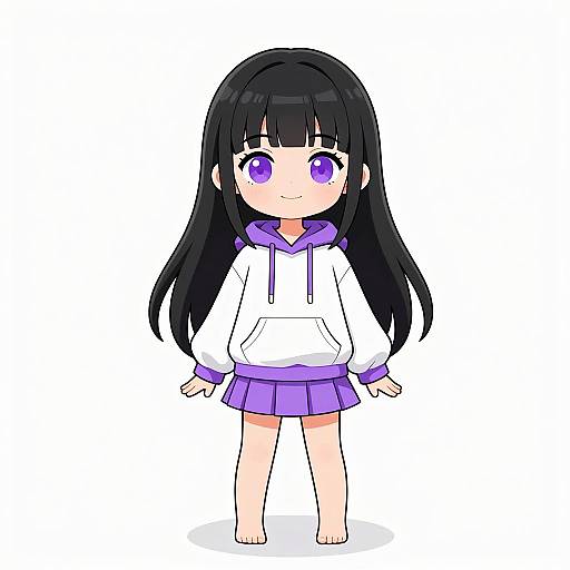 Chibi Anime Girl in Stylish Hoodie