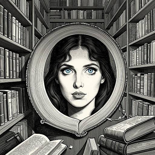 Enigmatic Blue-Eyed Woman in Ink