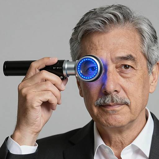 Mysterious Man with High-Tech Device