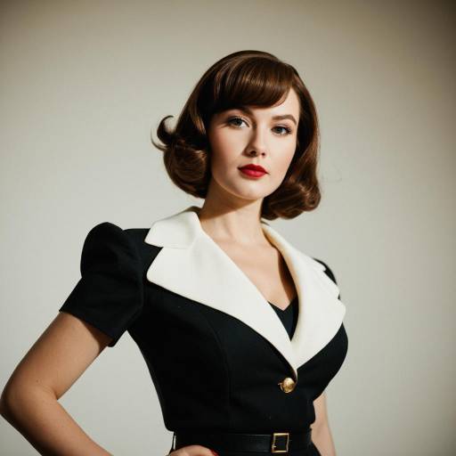 Woman in 1950s Style Black and White Dress