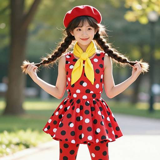 Vibrant Girl in Polka Dot Fashion