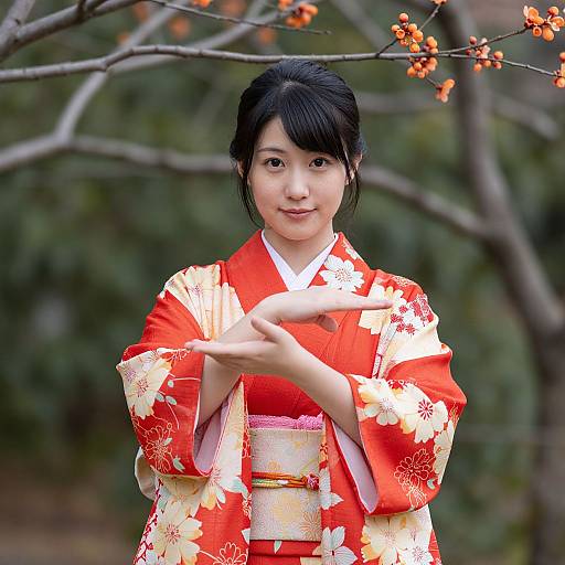 Young Woman in Vibrant Kimono