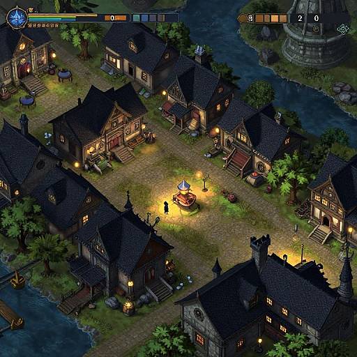 Medieval Fantasy Water Village Scene