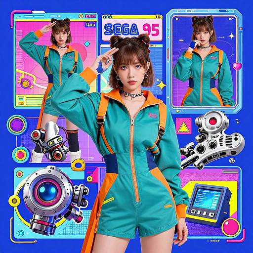Futuristic Retro 2000s Sega Collage