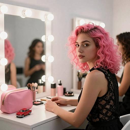 Vibrant Woman at Glamorous Vanity