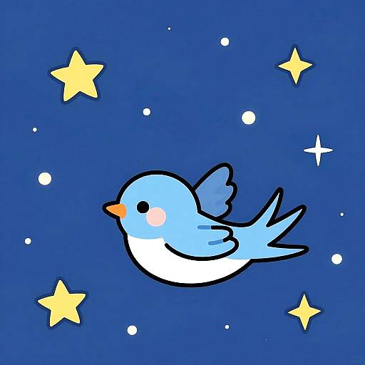 Cute Winged Swallow Under Starry Sky