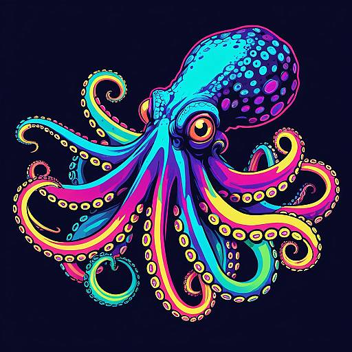 Neon Octopus Vector Art