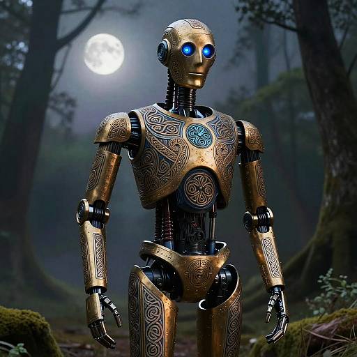 Celtic Knotwork Droid in Misty Forest