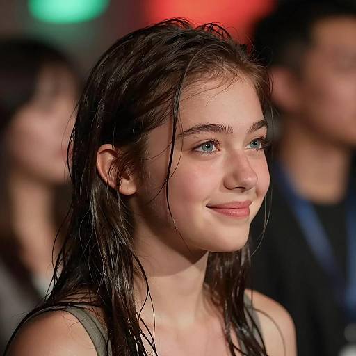 Smiling Young Woman with Colorful Background