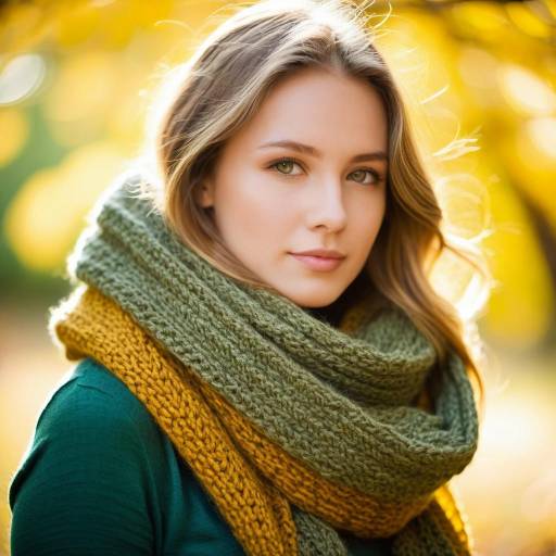 Young woman with cozy scarf in autumn