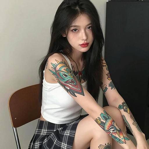 Tattooed Woman in Casual Pose