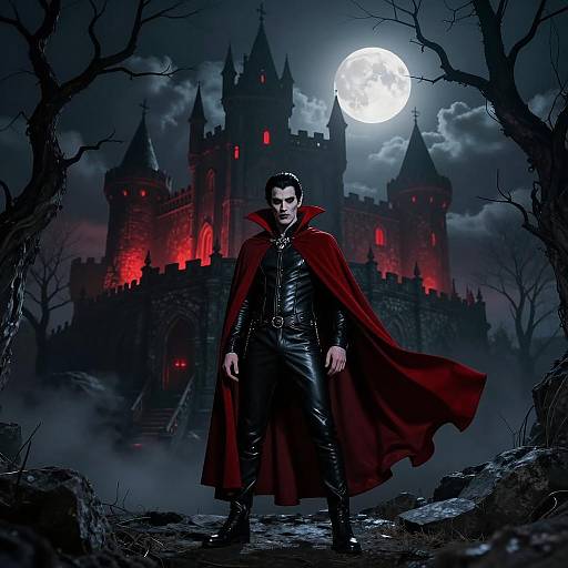Gothic Vampire in Nighttime Landscape