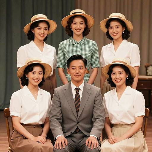 Vintage Group Portrait in Warm Lighting