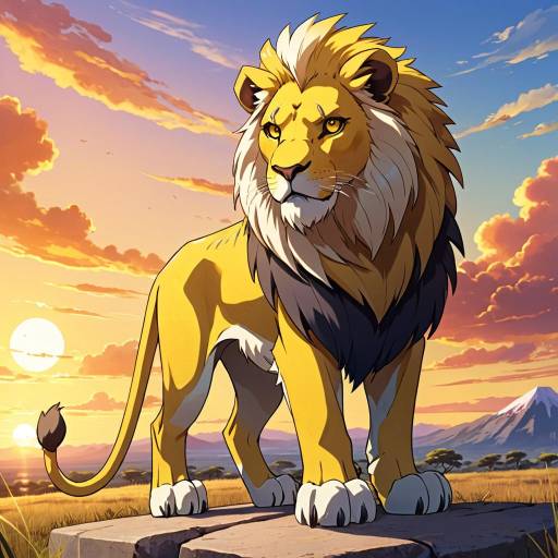 Majestic Lion Under Sunset Skies