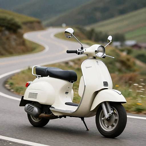 Classic Cream White Moped in Motion