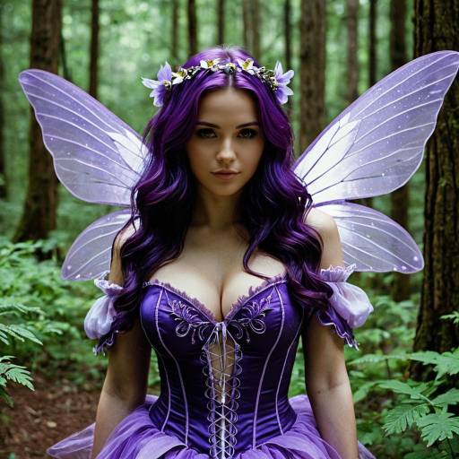 Enchanting Purple Fairy in Forest Setting