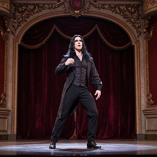 Gothic Actor on Vintage Theater Stage
