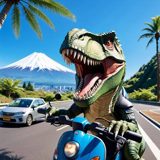 Dinosaur Encounter with Vehicles in Nature