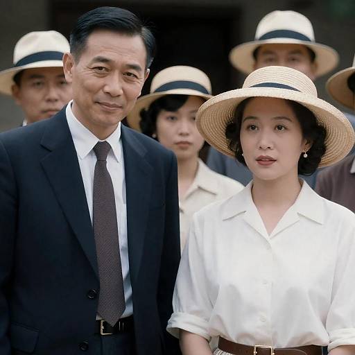 Vintage High-Contrast Grainy Group Portrait