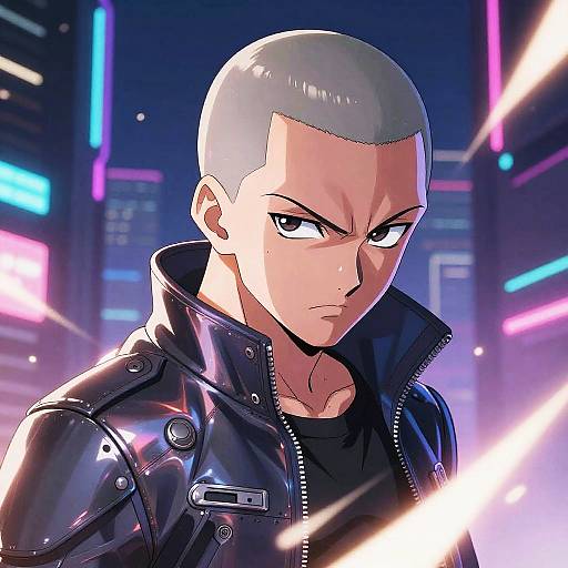 Cyberpunk Anime Character with Neon Aura