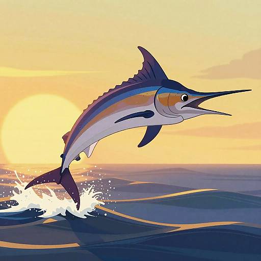 Fearless Marlin Leaping Over Waves