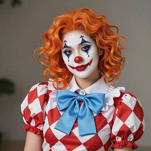 Female Clown Cosplayer with Fiery Orange Hair