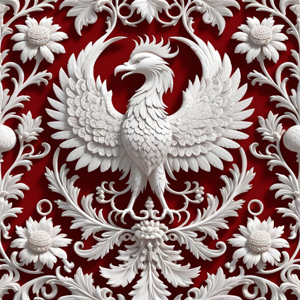 Ornate Carved Mythological Phoenix in 3D