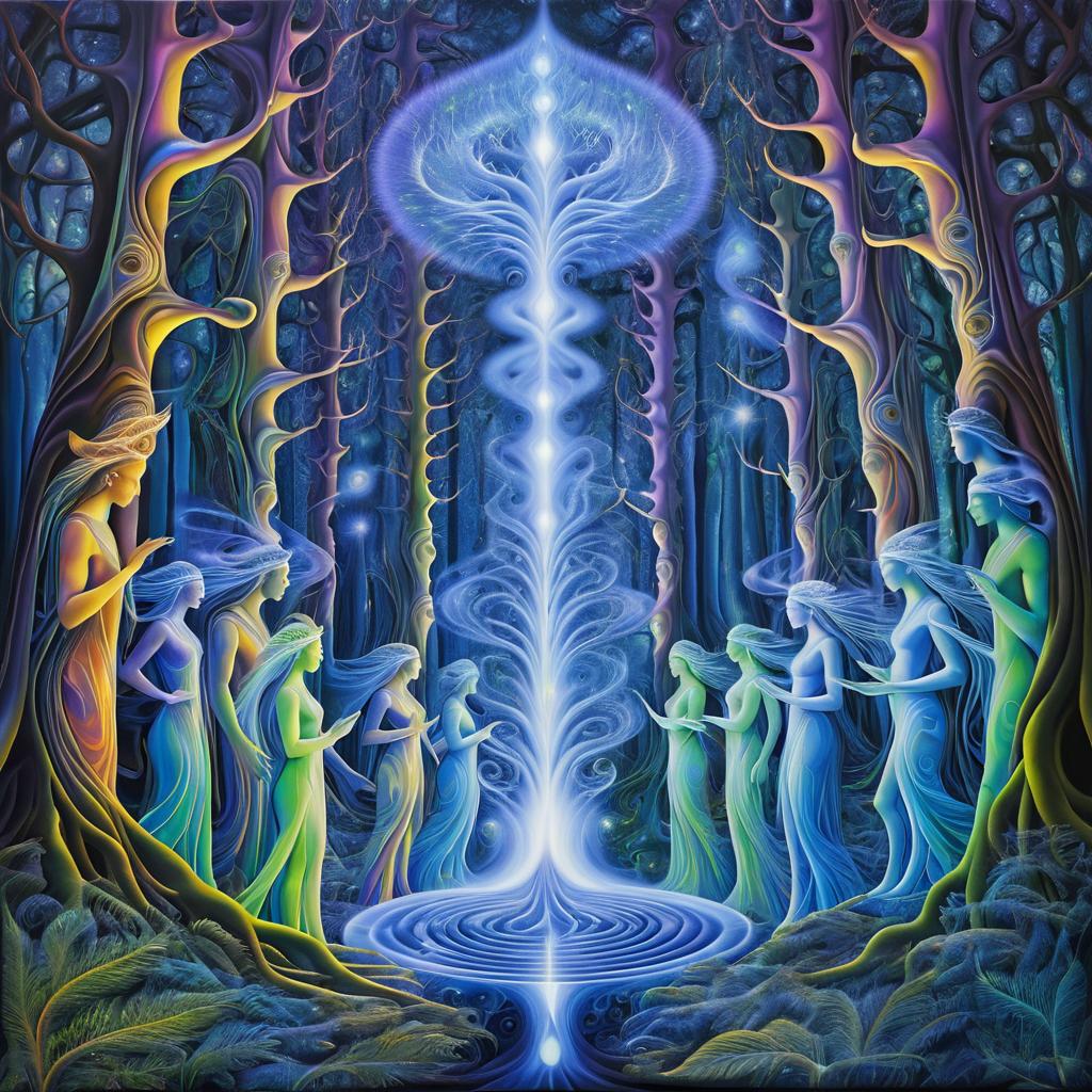 Mystical Spirits in Psychedelic Forest