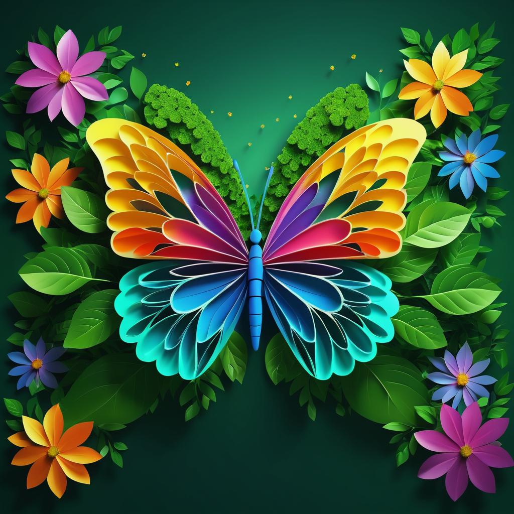 Vibrant Butterfly Brain AI Art