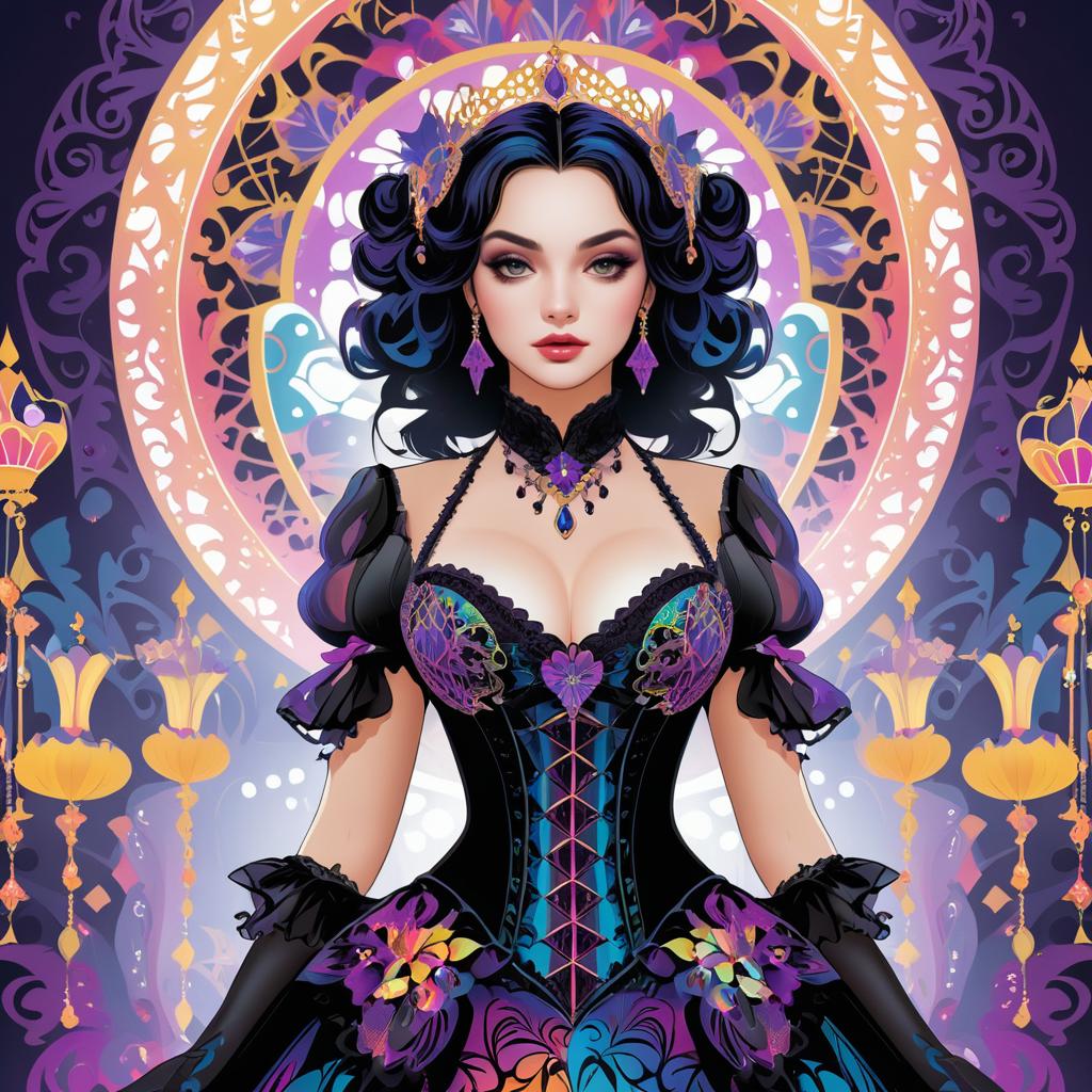 Gothic Carnival: Enigmatic Female with Cleavage