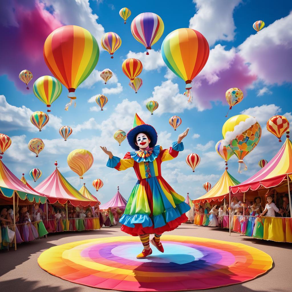 Vibrant Carnival Scene with Juggling Clown