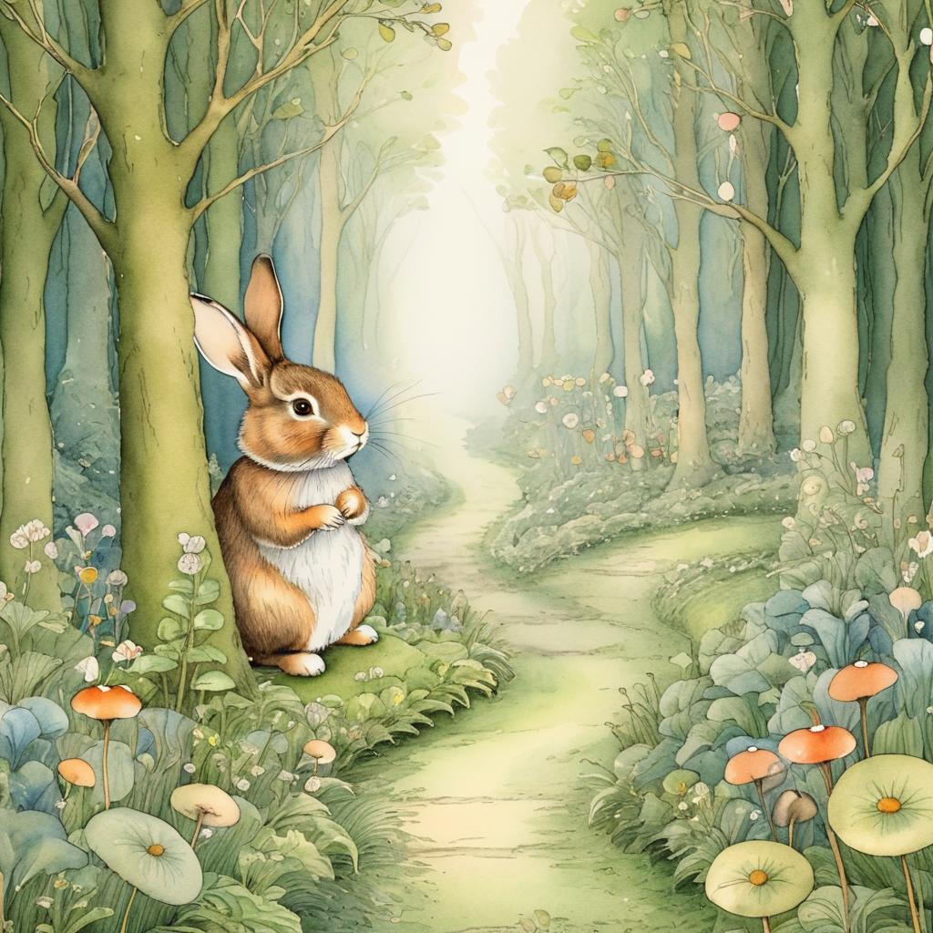 Whimsical Rabbit in Enchanting Forest