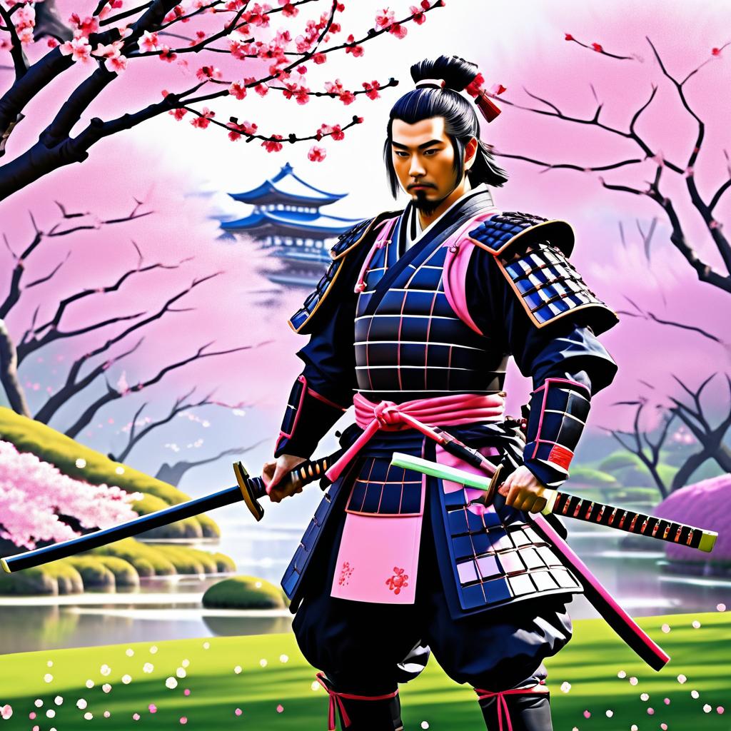 Duel of Samurai in Blossoming Serenity