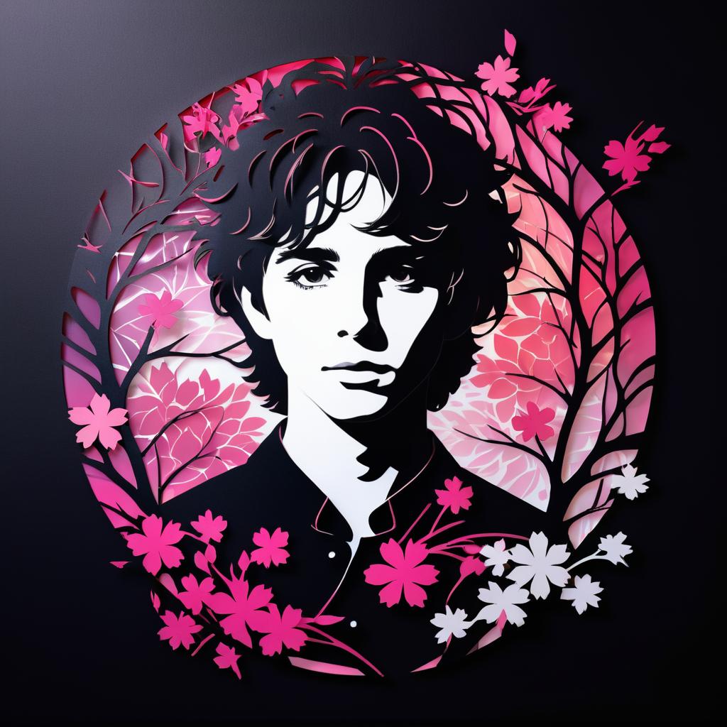 Blooming Sakura Stencil Art of Chalamet