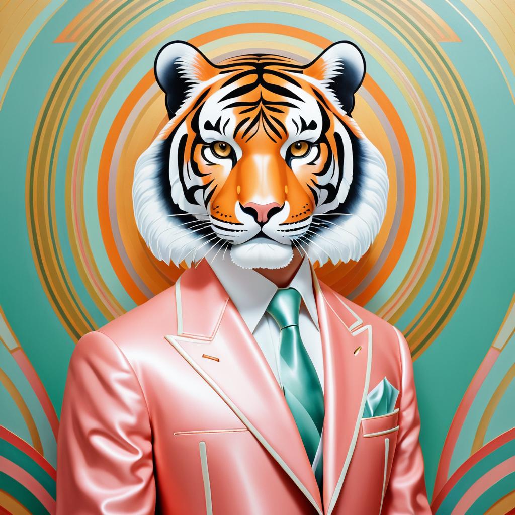 Art Deco Tiger in Hyper-Realism Style