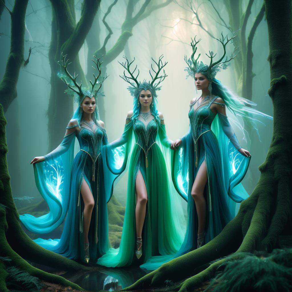 Mystical Spirits in Enchanted Forest Scene