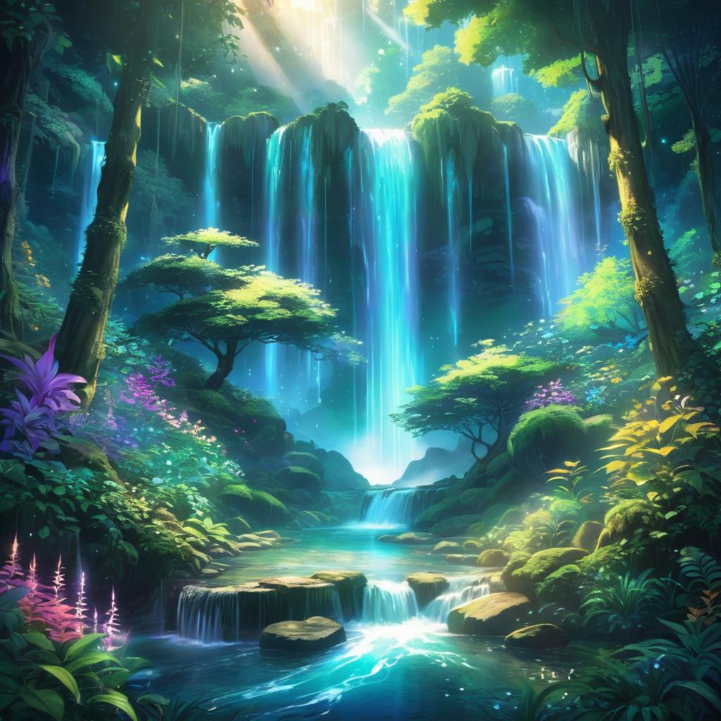 Vibrant Enchanted Forest in Anime Style