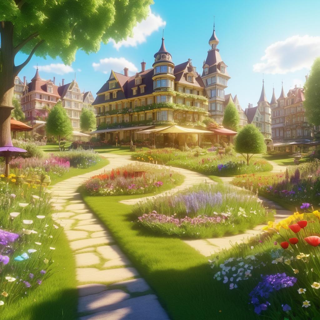 Magical Town Center Meadow Scene