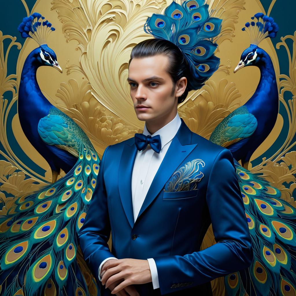 Elegant Peacock Portrait in Matte Style