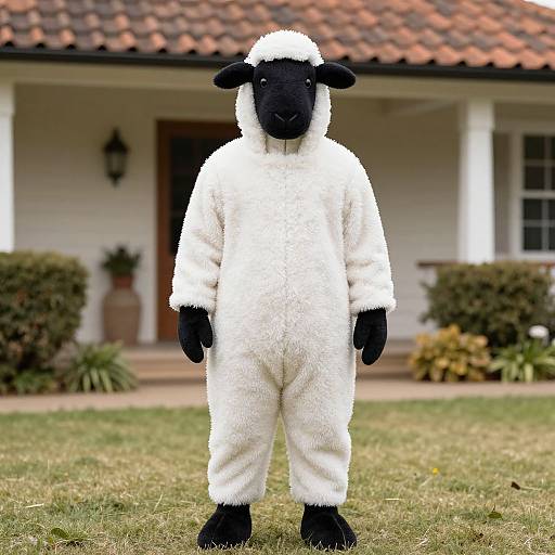 Person in Sheep Costume Standing Outdoors