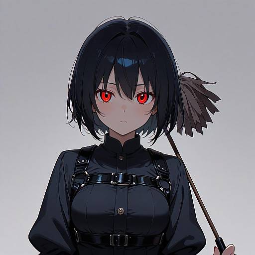 Glowing Red-Eyed Girl in Duster